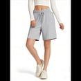 thumbnail image 4 of Pantalones Cortos Holgados con Bolsillos para Mujer, Hasta la Rodilla, para Yoga, Caminar, Hacer Ejercicio, Informales Gris XXL, 4 of 7