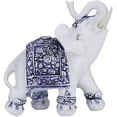 thumbnail image 1 of Estatuas de elefante Feng Shui, figuras de elefante blanco con trompa elevada para decoración del hogar (M-porcelana azul y blanca) ER, 1 of 5