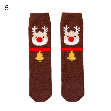 

harmtty 1 Pair Children Socks Thickening Keep Warm Non Slip Unisex Christmas Style Sleep Socks for Indoor