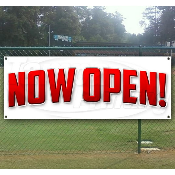 Now Open 13 oz Vinyl Banner With Metal Grommets