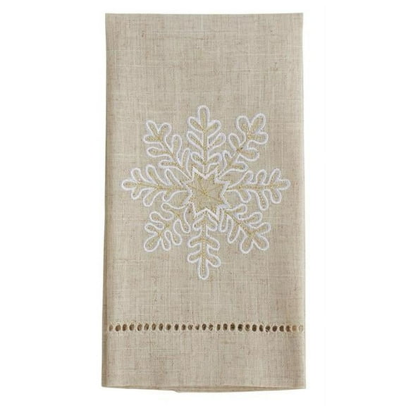Saro Lifestyle Snowflake Design Embroidered and Hemstitched Guest Towels (Set of 4)
