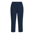 thumbnail image 6 of Women's Summer Casual Solid Color Denim Two Pocket Elastic Waist Straight Leg Pants, 6 of 7