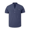 thumbnail image 4 of Ceisia Men's Slim Fit Short Sleeve Henley Shirt with Chest Pocket Casual Summer Top Navy M Gifts, 4 of 9