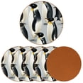 thumbnail image 2 of Penguin Set of 6 Microfiber Leather Round Coasters 4.3x4.3 Inches - Absorbent and Stylish Drink Mats for Home and Office Use., 2 of 6