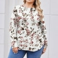 thumbnail image 4 of TQWQT Womens Plus Size Fall Tops Fashion Womens Tops Plus Sizes 4x Womens Crewneck Tunic Long Sleeve Tops Dressy Casual Floral Graphic Tees Loose Fit Womens Clothing White L, 4 of 5