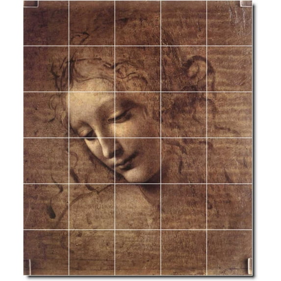 Ceramic Tile Mural-Leonardo Da Vinci Illustration Painting 44. 60" w x 72" h using (30) 12 x 12 ceramic tiles
