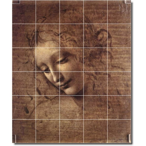 Ceramic Tile Mural-Leonardo Da Vinci Illustration Painting 44. 21.25" w x 25.5" h using (30) 4.25 x 4.25 ceramic tiles