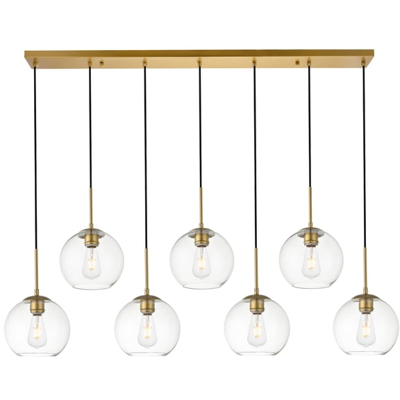 Baxter 7 Lights Brass Pendant With Clear Glass