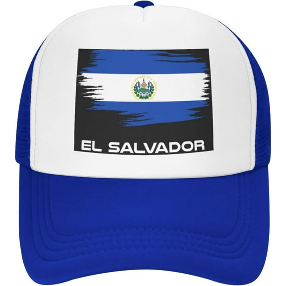 El Salvador Flag Mesh Trucker Hat Women Baseball Cap for Men Golf Dad Hat Adjustable Snapback Hat Cowboy Hat Black