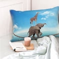 thumbnail image 4 of Pofeuu Elephant Giraffe Print Polyester Microfiber Plush Pillowcases, Super Soft and Cozy Pillow Case Covers with Envelop Closure（Pillow core not included）-16"x24", 4 of 6