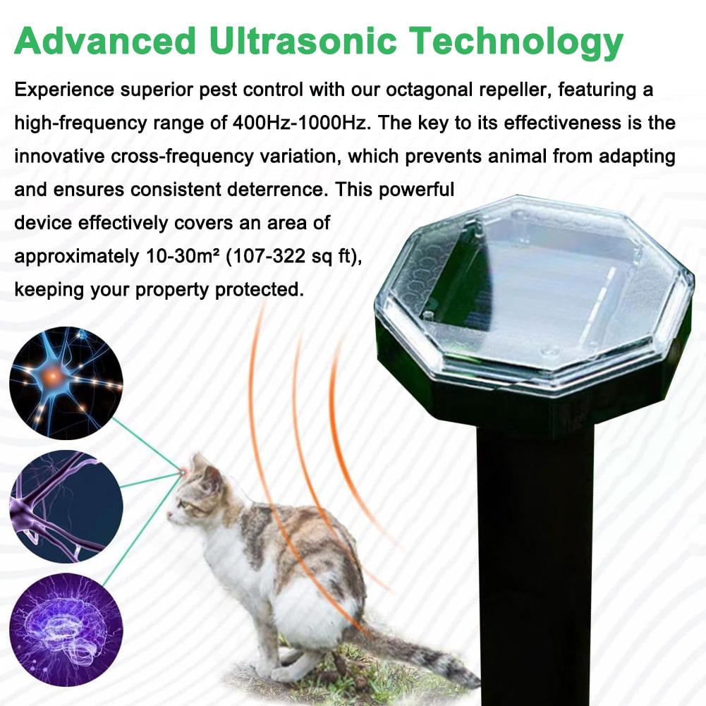 KRONDO KRONDO 2 Pack Ultrasonic Pest Repeller Octagonal Animal Deterrent 360° Coverage Eco-Friendly Weather-Resistant for Yard Garden