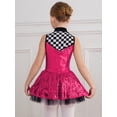 thumbnail image 5 of vastwit Kids Girls Sleeveless Checkerboard Sequins Tutu Dress Figure Ice Skating Performance Dance Party Wear Hot Pink 4, 5 of 7