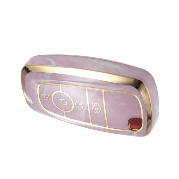 Unique Bargains Key Fob Cover Case for Ford Explorer Ecosport Soft TPU 4 Button Pink Remote Keyless Smart Key Fob Case