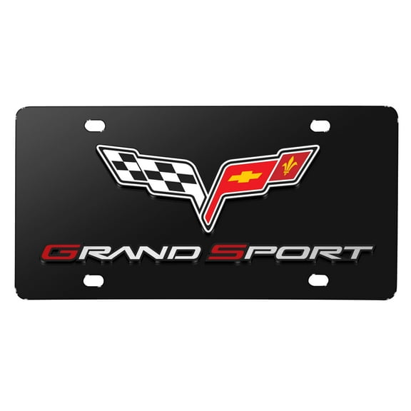 Chevrolet Corvette C6 Grand Sport 3D Logo Black Metal License Plate