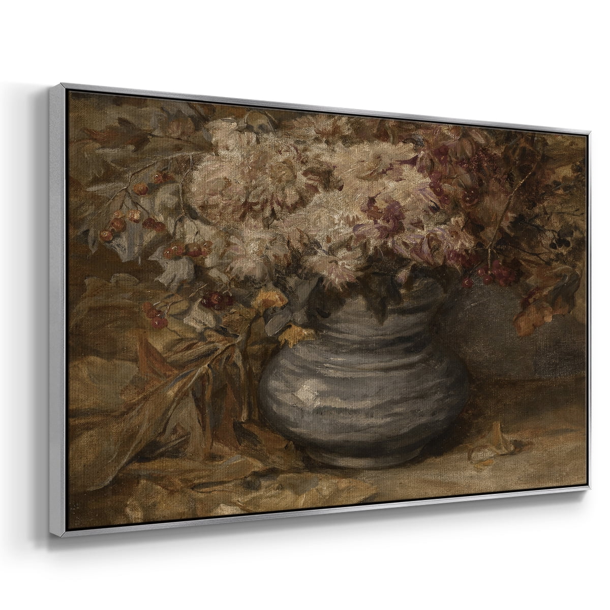 Vintage Botanical Print-LXIV By Wexford Home Framed in Silver Wood Gallery Wrapped Canvas 25 in. x 37 in.