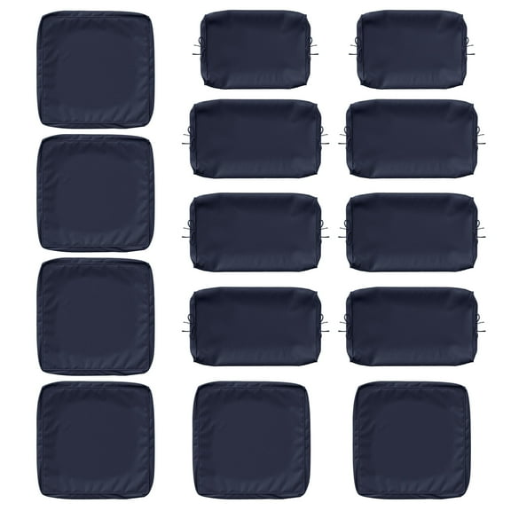 Kimunuk 14 Pcs Outdoor Cushion Slipcovers, Replacement Outdoor Patio Cushion Covers with 3 Size, Waterproof and Zippered, Fit for Outdoor Furniture, Patio Sofa Couch, Covers Only, Navy Blue