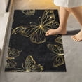 thumbnail image 6 of Toilet Rug Set Non-Slip Bathroom Rugs Soft Plush Machine Washable Contour Bath Mat Butterflies Golden Outline 24x20/24x16, 6 of 9