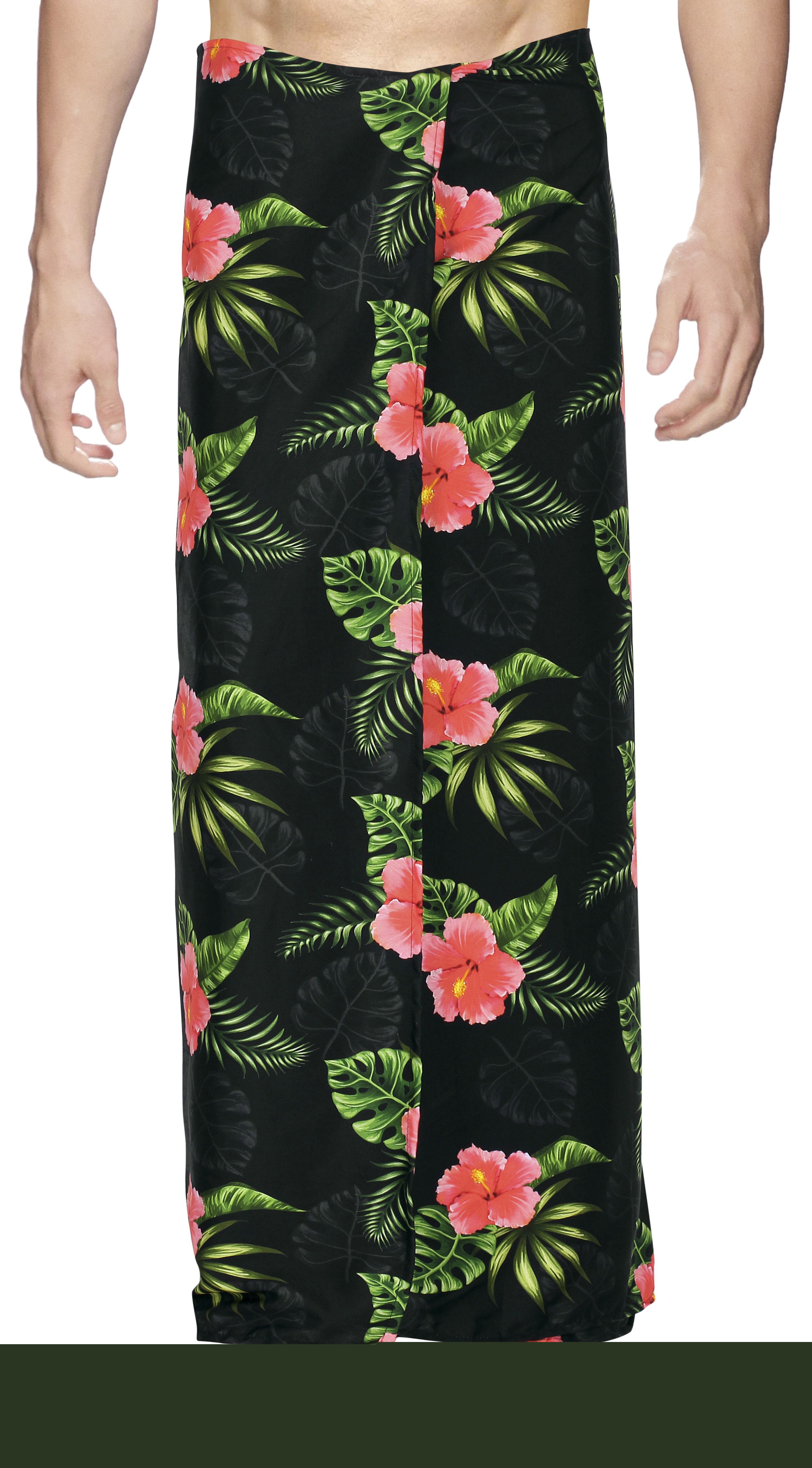 thumbnail image 4 of LA LEELA Men's Bath Trunk Swimwear Sarong Pareo Beach Wrap One Size Midnight, Hibiscus Summer Vacation Party, 4 of 5