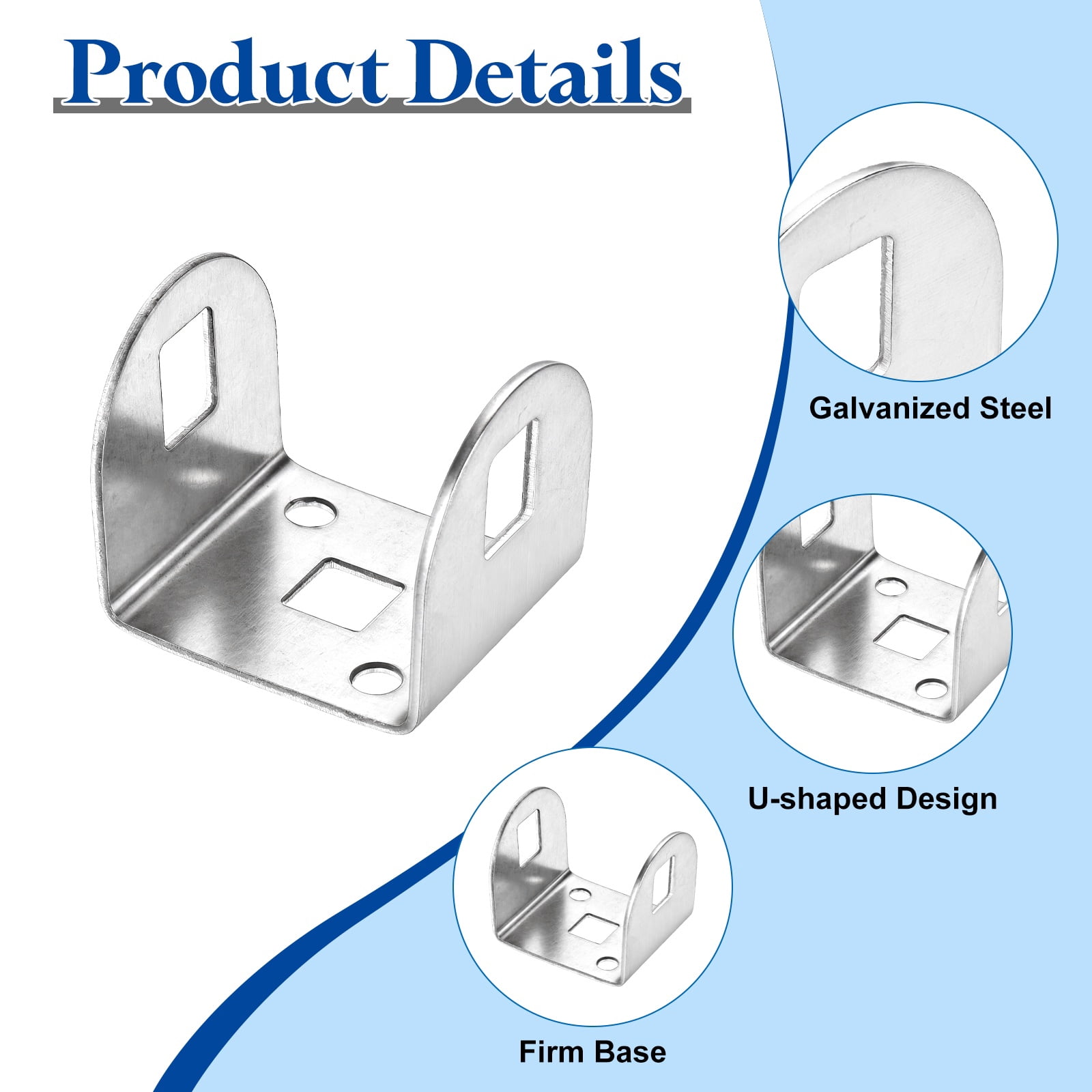Uxcell 20 Pcs U Bracket for 1.3" Panels, 33 x 37 x 33mm Metal U Shaped Fasteners Brackets for Guardrail or Partitions Connection, Silver