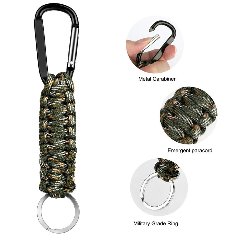 5pcs Paracord Keychain with Metal Carabiner, EEEkit Military Braided Lanyard Ring Hook Clip for Keys Knife Flashlight Outdoor Camping Hiking Backpack
