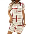 thumbnail image 3 of TaTaai Women's Printed Shirt Dress Short Sleeve Lapel Collar Linen Feel Casual Loose Fit Midi Dress Stretchy Summer Wear Gift, 3 of 6