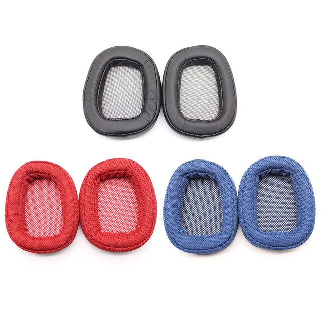 Coussin d'Écouteurs Doux Coussinets d'Oreille en Maille Respirante Coussin d'Écouteur Adopte une Housse de Coussin de Protection Auditive de Remplacement pour G433 Rouge