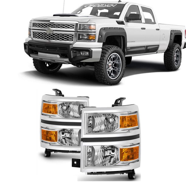 For 2014-2015 Chevy Silverado 1500 Headlights Headlamps Left+Right