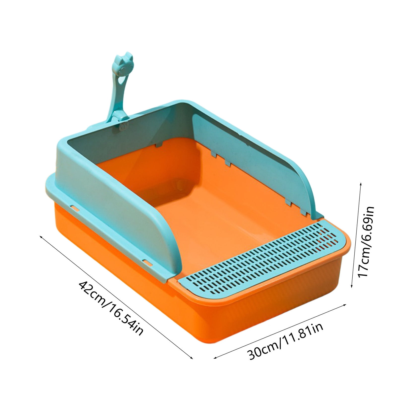Semi Enclosed Cat Litter Box, Large Capacity Splash Proof Toilet with High Sides and Pedal, Durable Plastic Tray with Scoop for Easy Cleaning, Suitable for Kittens, Cats, Indoor and Daily Use