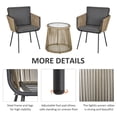 thumbnail image 3 of 3-Piece Wicker Patio Furniture Set - Grey Rattan Bistro Set with Cushions | Outdoor Conversation Set for Porch, Balcony & Garden | Steel Frame & Glass Table, 3 of 7