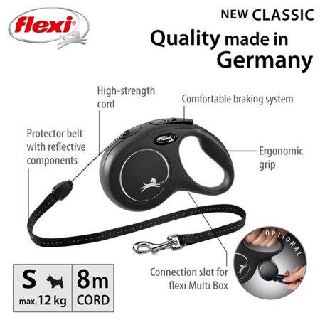 フレキシ (flexi) ニュークラシック コード S(12kg未満) 8m ブラック 犬用リード