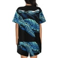 thumbnail image 3 of Qekee Ocean Turtle Women's Pajama Set Short Sleeve Sleepwear Summer Home Wear with Pockets Soft Short Sleeve Shirt - Ocean Turtle, 3 of 9