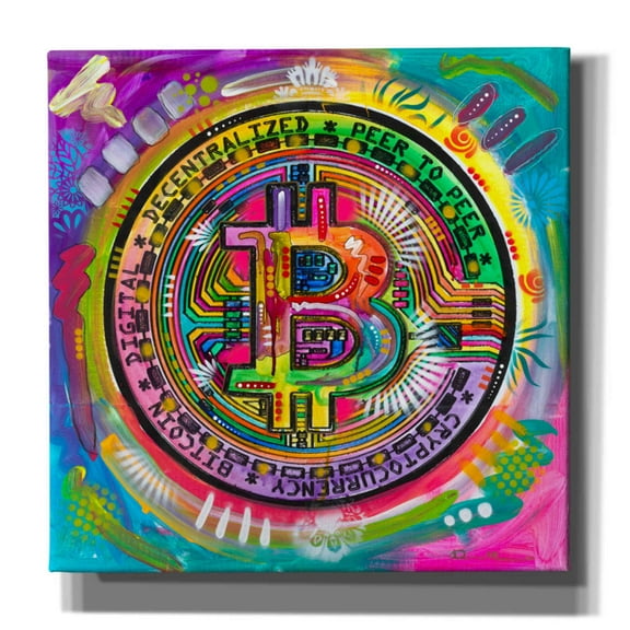 Epic Graffiti 'Bitcoin' by Dean Russo, Canvas Wall Art, 26"x26"