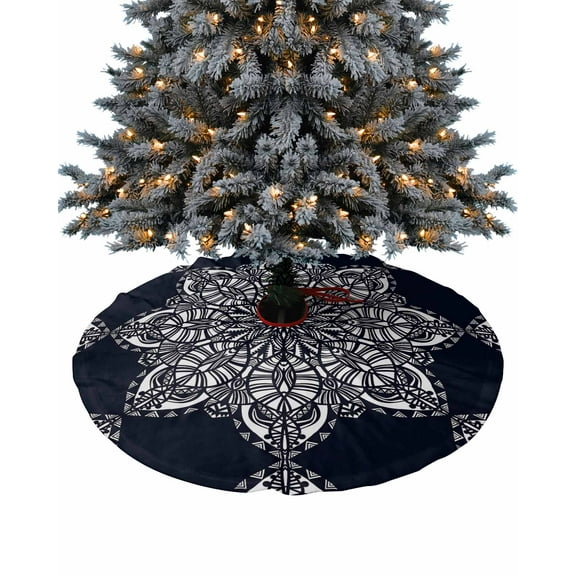 Black and White Christmas Tree Skirt 36 Inches Large Christmas Skirt Tree, Modern Geometric Abstract Art Tree Skirt Christmas Decorations for Fireplace Party Holidays Indoor Outdoor