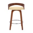 thumbnail image 2 of Sonia 26" Counter Height Swivel Cream Faux Leather and Walnut Wood Bar Stool, 2 of 10