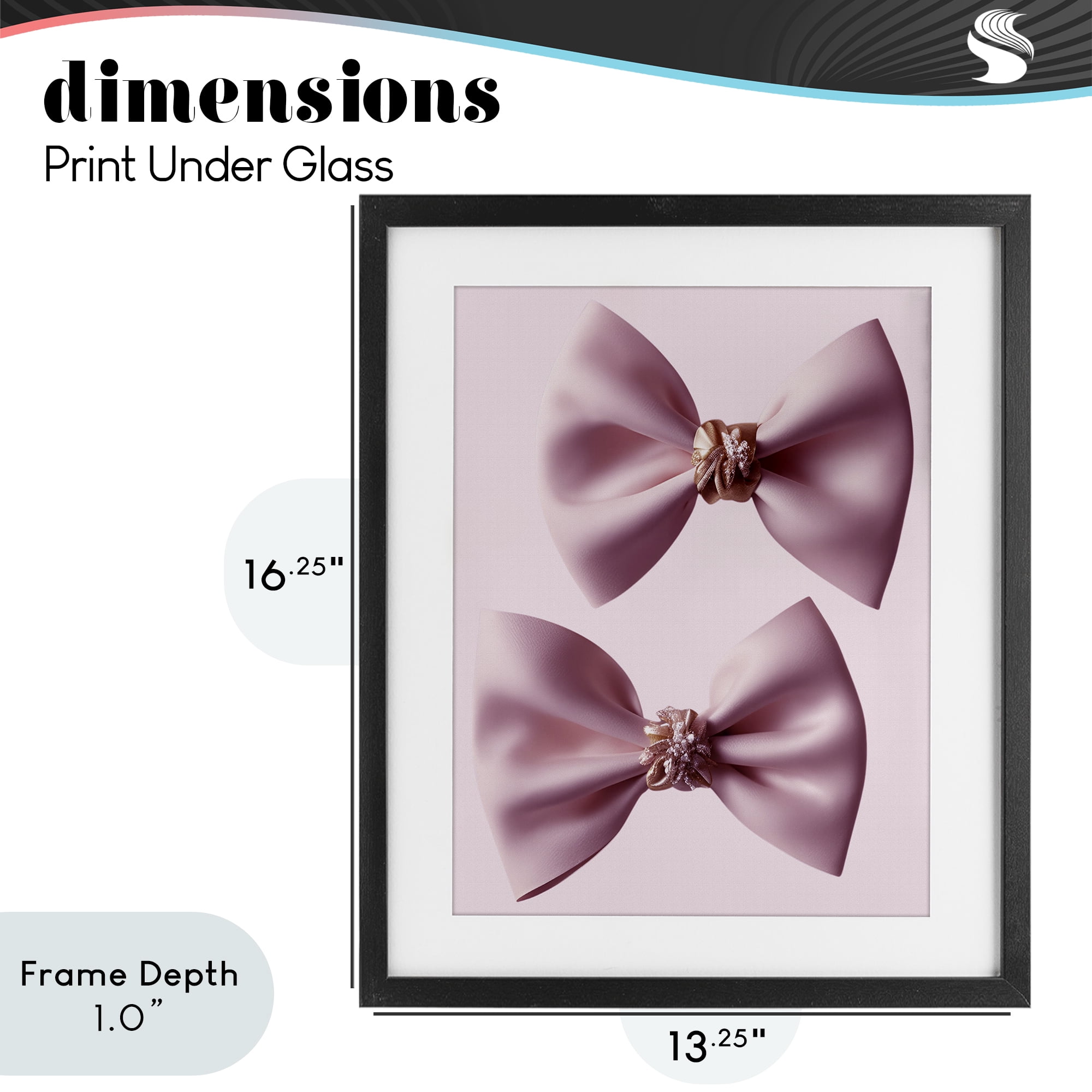 Stupell Industries Elegant Bows with Glam Details Black Framed Print Under Glass, design by Jesse Keith