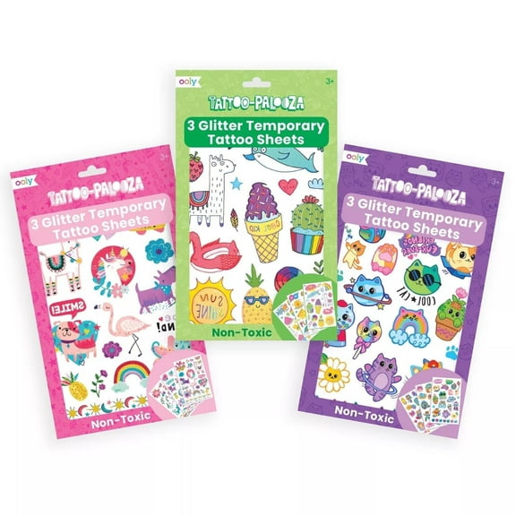 OOLY Tattoo-Palooza Glitter Variety Temporary Tattoo Sticker Set for Kids, Unicorn, Pack of 150 Pieces