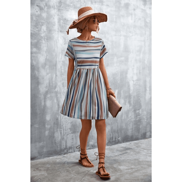 Summer Dresses for Women 2023 Striped T Shirt Dresses Stretchy