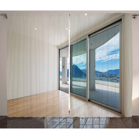 Modern Decor Curtains 2 Panels Set Penthouse Room With Wide