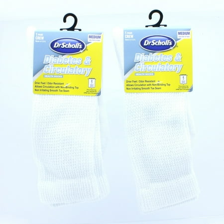 UPC 634397531764 product image for 2 Pairs Dr Scholl's White Diabetic & Circulatory Crew Socks Size Medium | upcitemdb.com