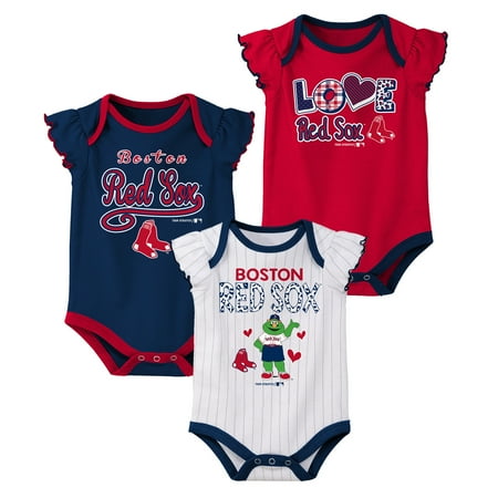 - MLB Boston RED SOX Onesie Creeper GIRL 3PK 100% Cotton ASSORTED Colors 0M-18M