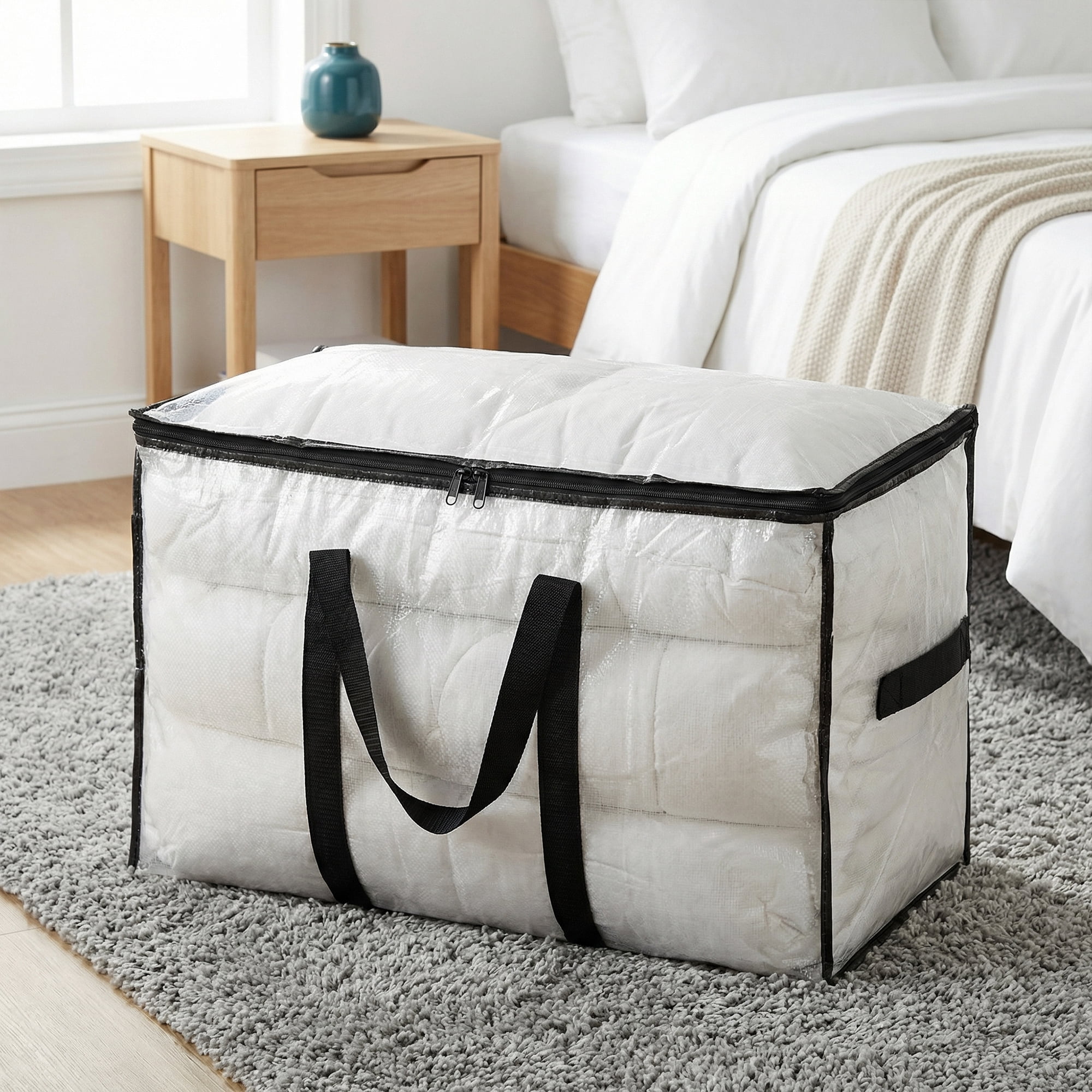 Unique Bargains Storage Bags for and Closet with Handle Clear 27.56"x13.78"x16.54"