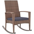 thumbnail image 1 of Outsunny Fauteuil à Bascule d'Extérieur en Rotin PE avec Coussin Bleu Foncé, 1 of 10