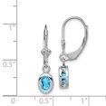 thumbnail image 2 of 925 Sterling Silver Oval Blue Topaz Leverback Earrings Drop Dangle, 2 of 6
