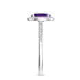 thumbnail image 4 of 925 Sterling Silver 1.50 CT Amethyst Halo Ring, Moissanite Engagement Ring in White White Gold Plated| Oval February Birthstone Wedding Ring, Birthday, Anniversary, Wedding Jewelry, Ring Size 8, 4 of 4
