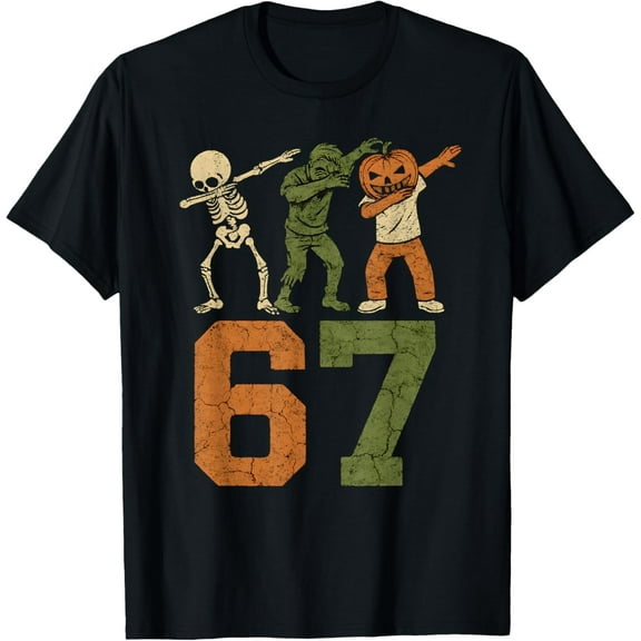 67 Meme Halloween Dabbing 6 7 Brainrot Six Seven Boys T-Shirt