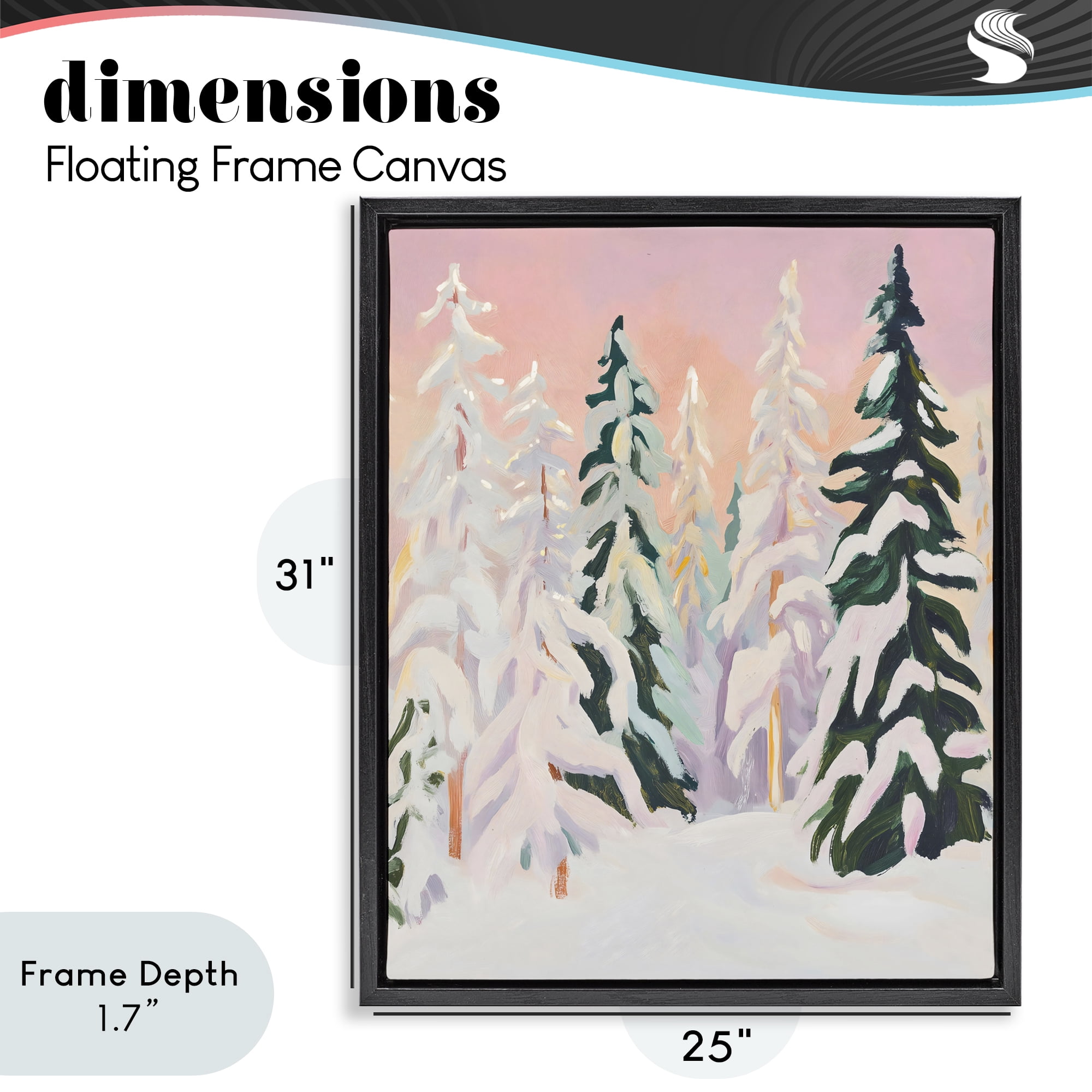 Stupell Industries Peachy Pastel Winter Forest Black Framed Floater Canvas Wall Art, design by The Prints Vibe