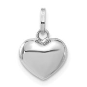 Carat in Karats 14K White Gold Rhodium Plated 3D Puffed Heart Pendant Charm (14mm x 10mm)