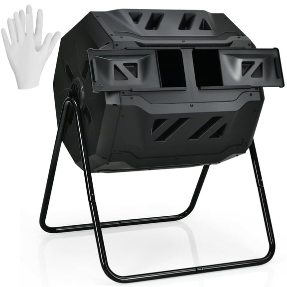 Biotree 43 Gallon Composting Tumbler Compost Bin with Dual Rotating Chamber Outdoor Garden Organic Yard