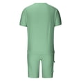 thumbnail image 3 of Maqroz Mens Sweatsuits 2 Piece Set Summer Solid T-Shirt and Shorts Sets Casual Crew Neck Short Sleeve Top with Elastic Waist Bottoms Lightweight Soft Blend Everyday Loungewear Outfit, 3 of 4