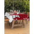 thumbnail image 2 of Outdoor Tablecloth with Umbrella Hole and Zipper, Red Snowman Christmas Rectangle Table Cloth 52x70 Inch Waterproof Tablecloth, Winter Snowflake Pine Xmas Tree Picnic Table Cover for Patio Camping, 2 of 7